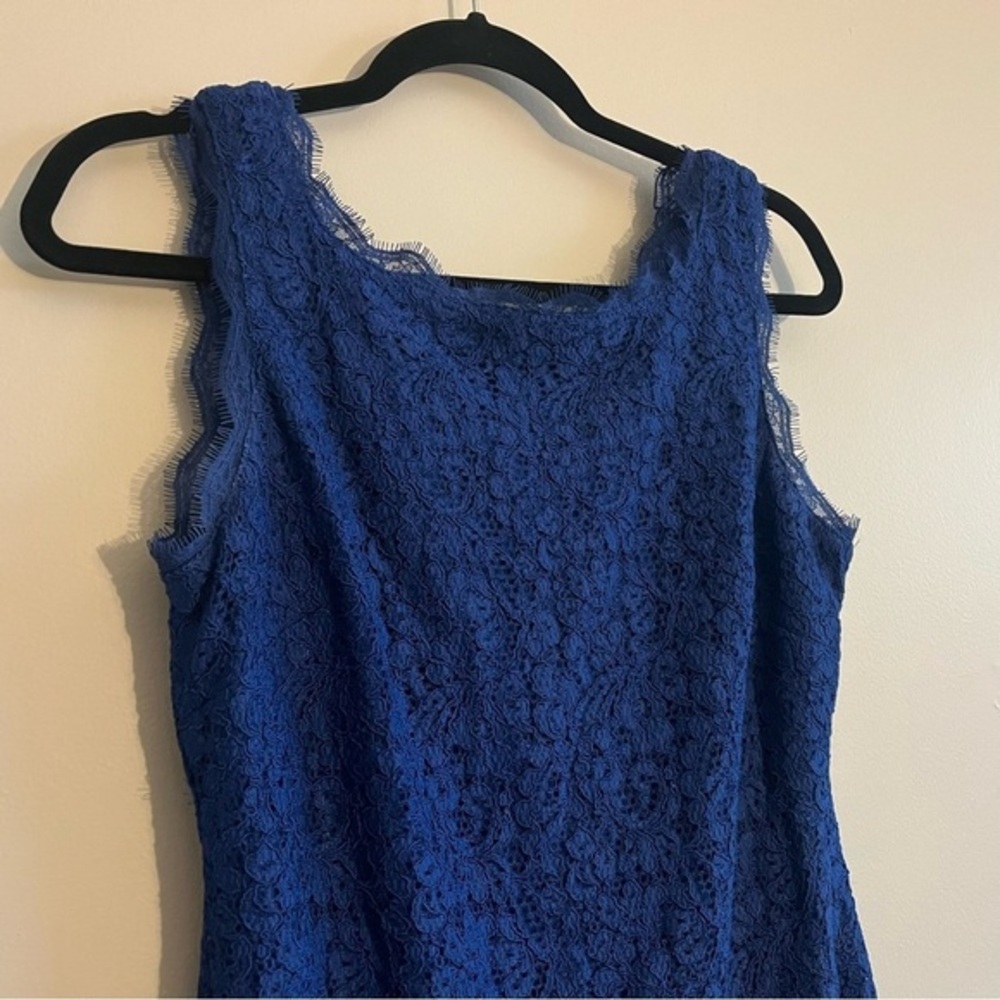 Adrianna Papell Women's 10 Elegant Blue Lace Dress Wedding Guest Romantic Sexy